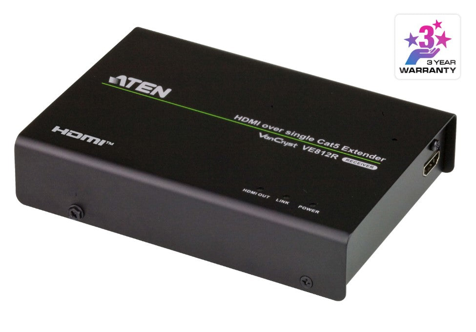 Aten HDMI HDBaseT Receiver, supports up to 4096 x 2160 @ 30 Hz (4:4:4) @ 70m (Cat 5e/6) and 100m (Cat 6A) Aten HDMI HDBaseT Receiver, supports up to 4096 x 2160 @ 30 Hz (4:4:4) @ 70m (Cat 5e/6) and 100m (Cat 6A)